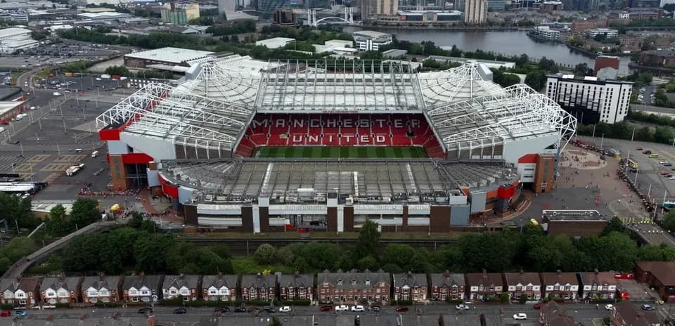 Aerial view of Old Trafford stadium in Manchester
