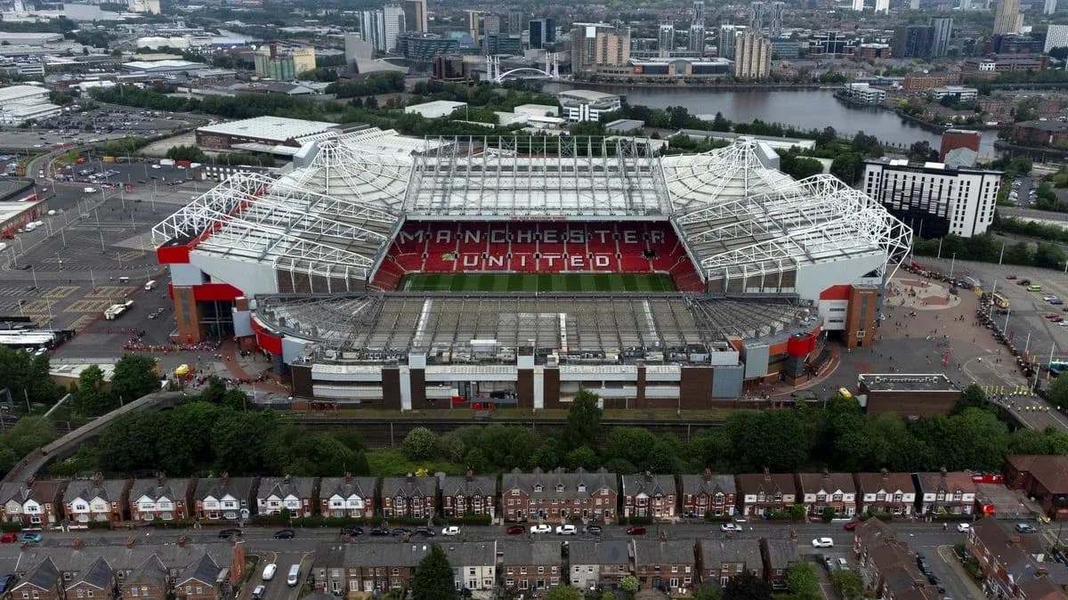 Aerial view of Old Trafford stadium in Manchester