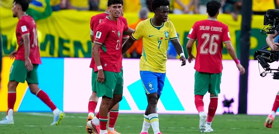 Brazil and Morocco players during World Cup match