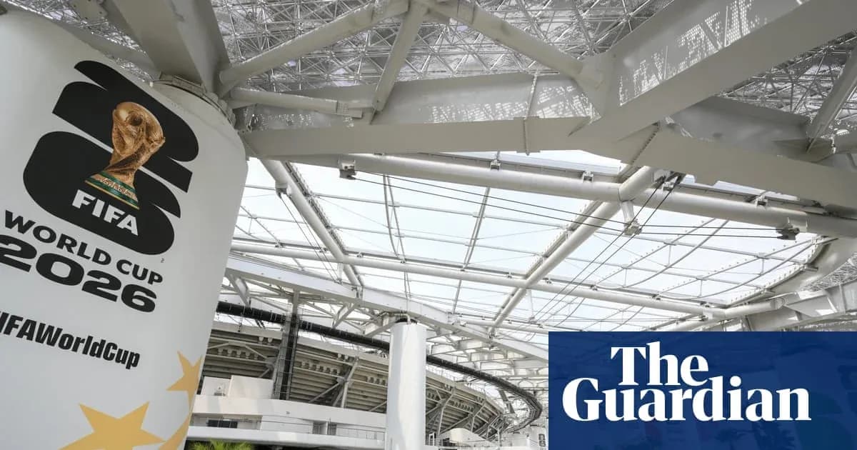 FIFA World Cup 2026 logo at stadium structure