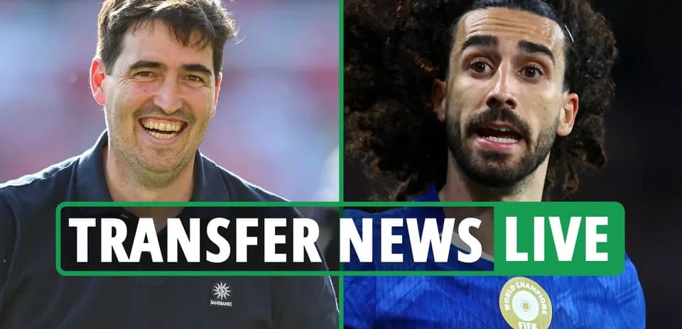 Coach smiling next to player during transfer news segment