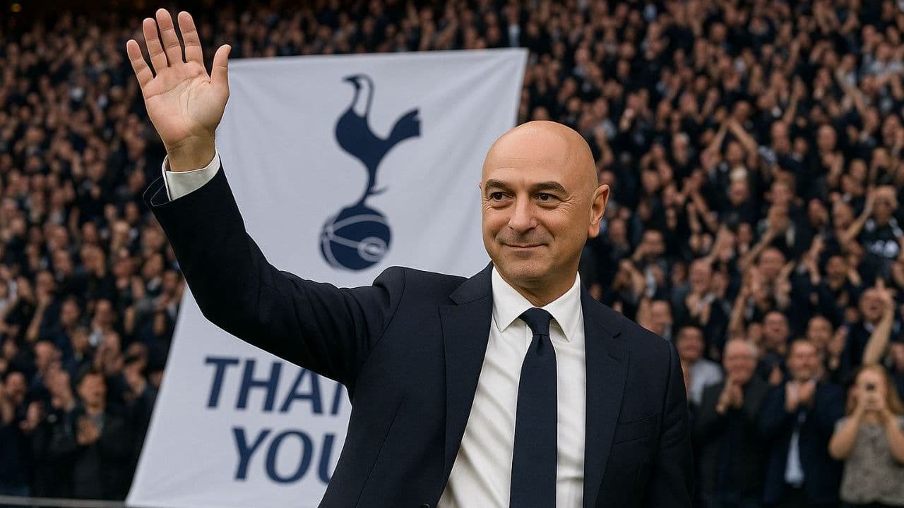 Man waving at Tottenham fans in stadium