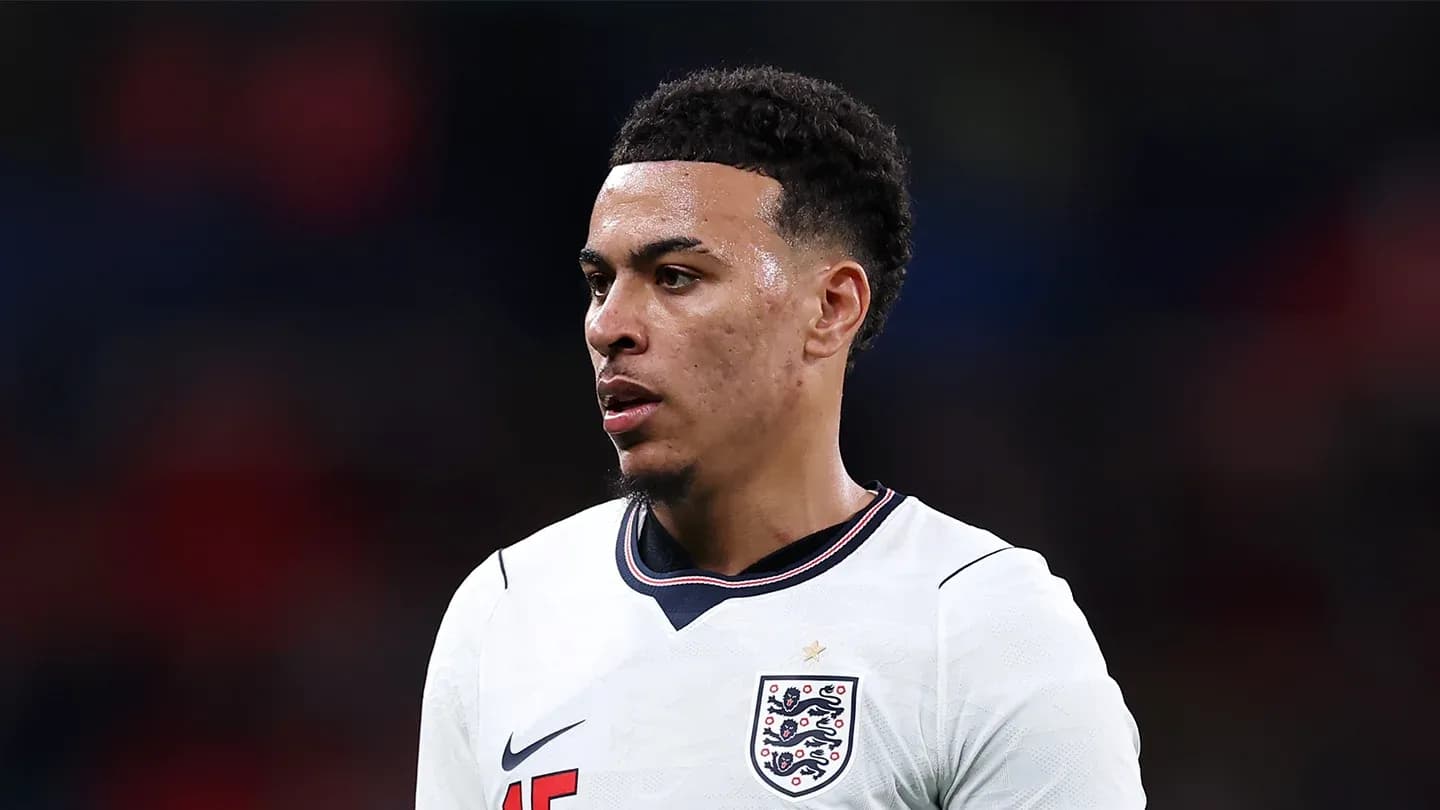 Player wearing England jersey during match action