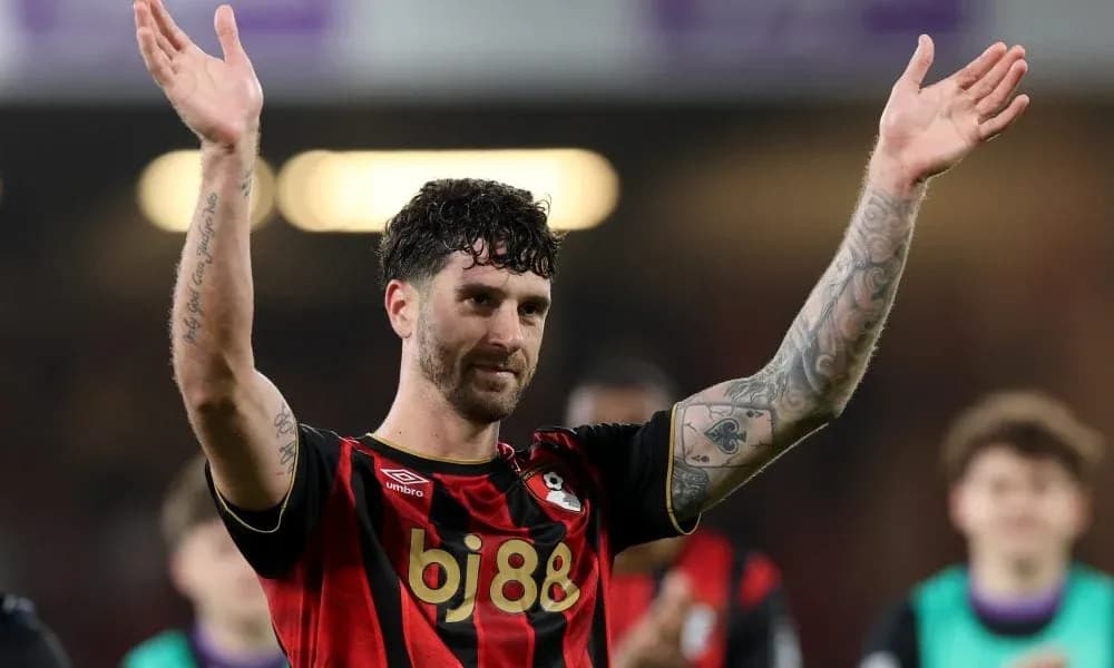 Player celebrating with fans after the match