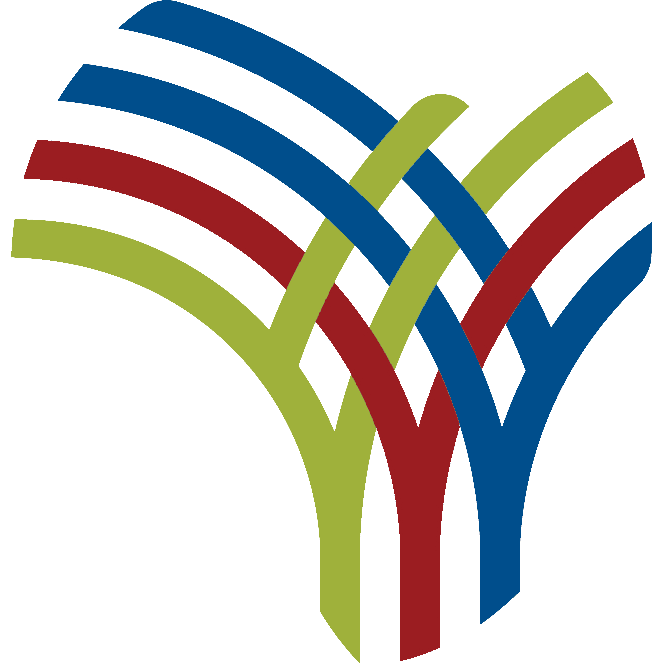 Abstract logo with interwoven colored lines