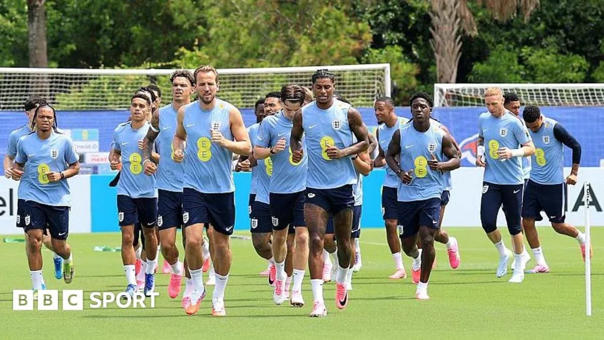 England team jogging during training session