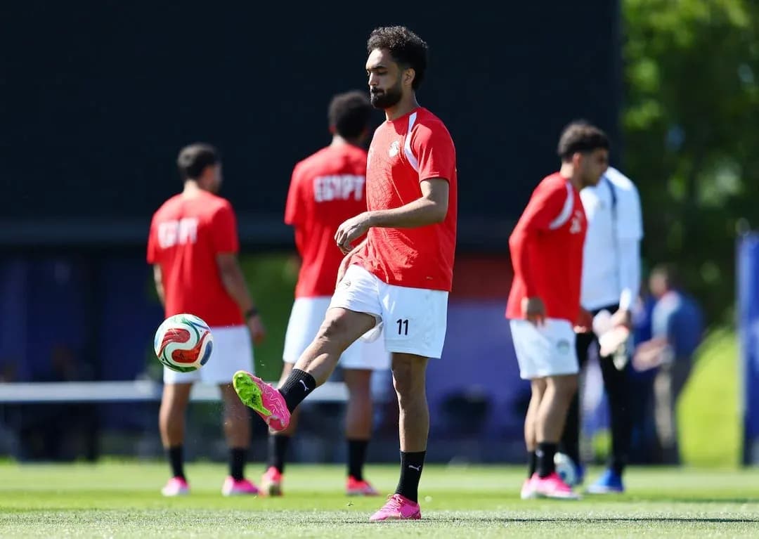 Egypt player training before World Cup match