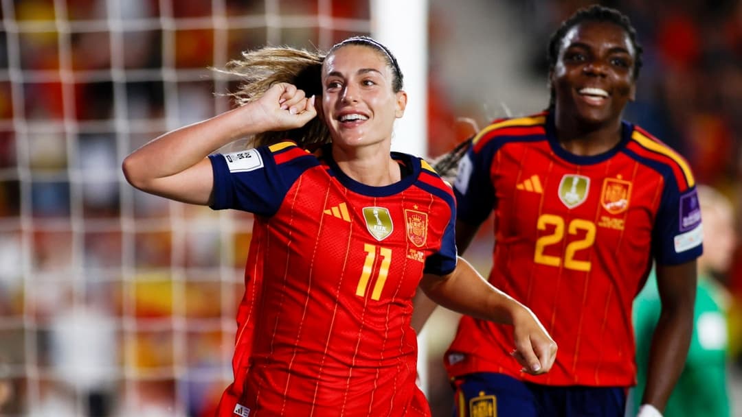 Spain players celebrating a goal during match