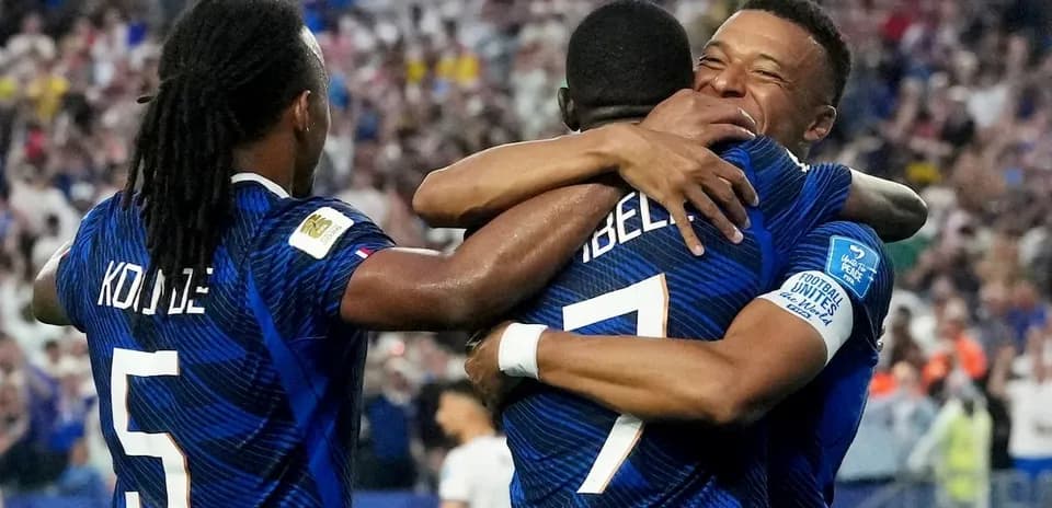 France players celebrating during World Cup match
