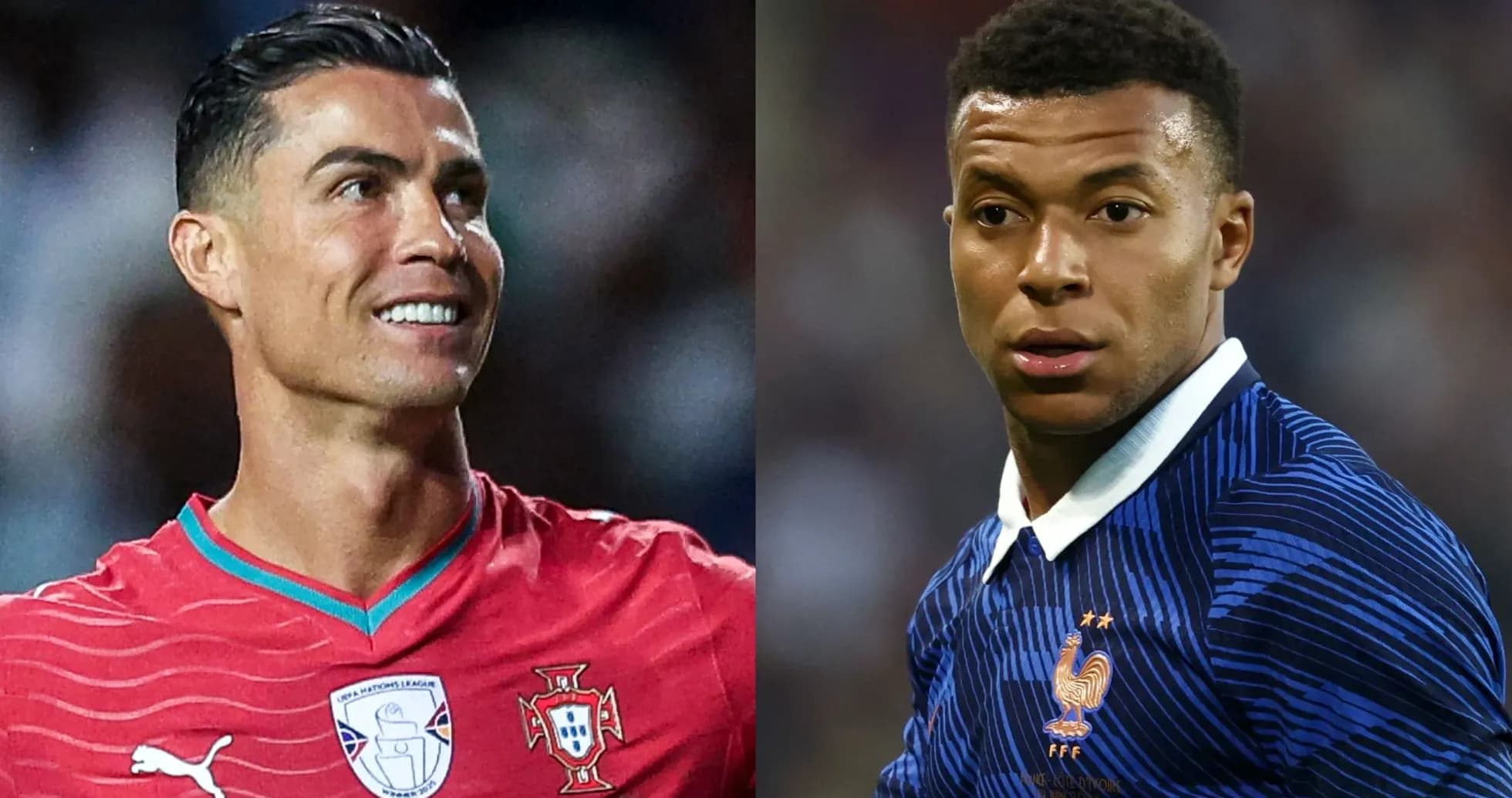 Cristiano Ronaldo and Kylian Mbappé during match