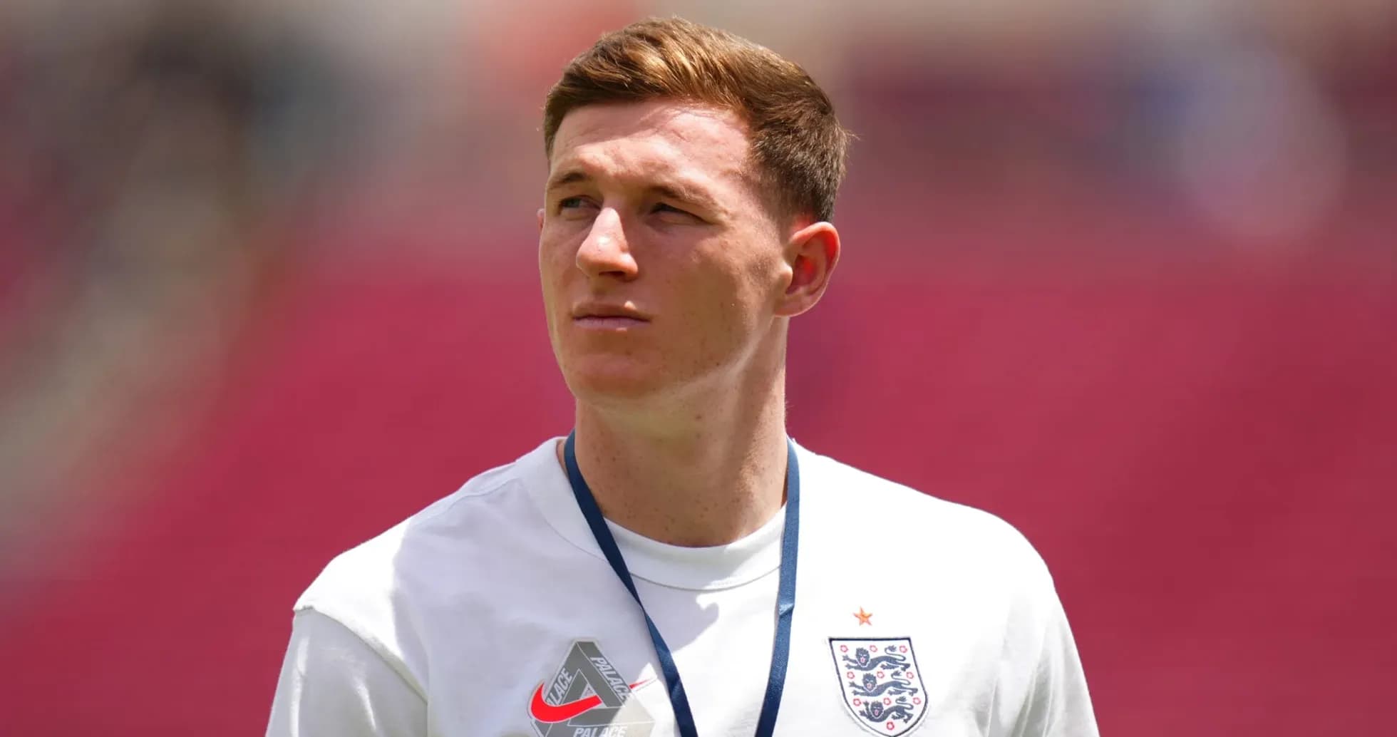 Player wearing England training kit before match