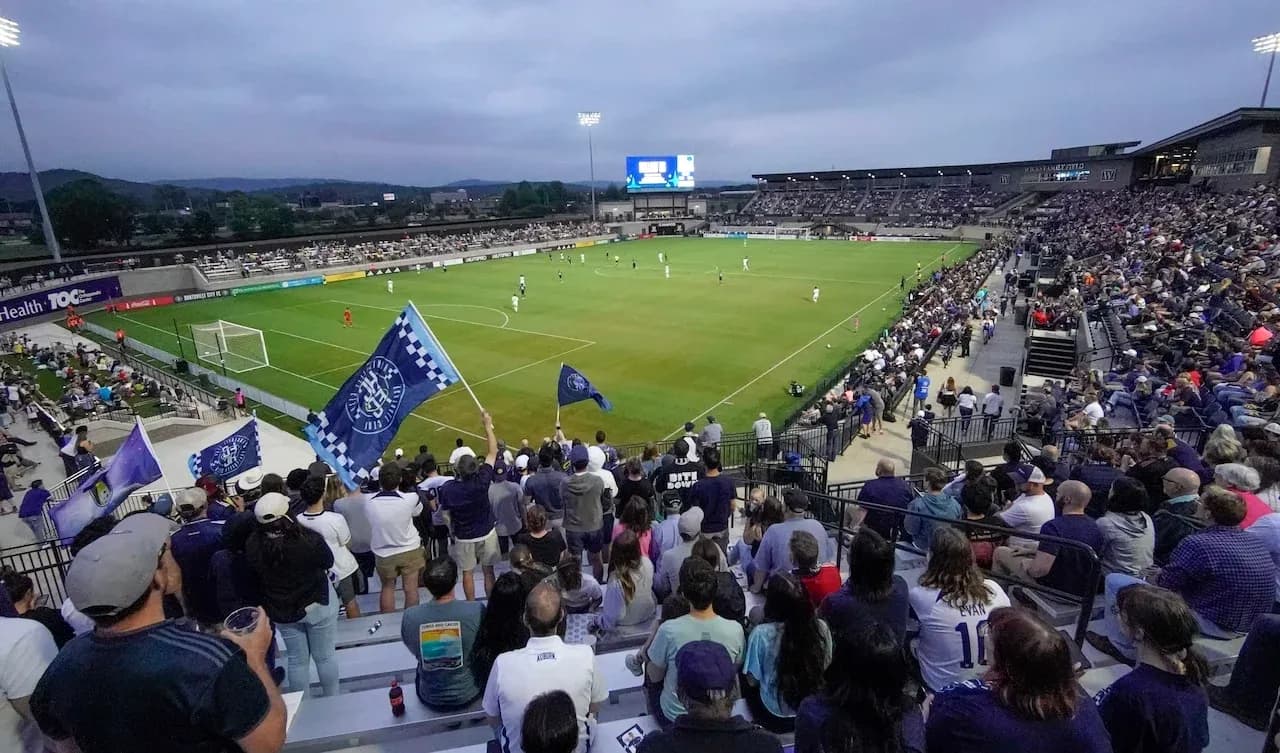 Huntsville City FC fans cheering at the match