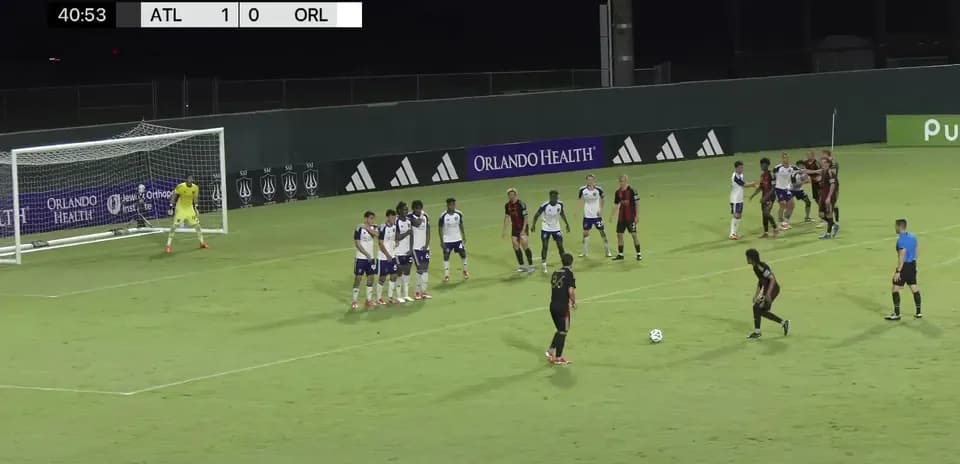 Free kick taken during Atlanta United II match