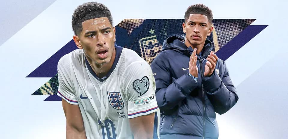 Football player in England kit and another in jacket