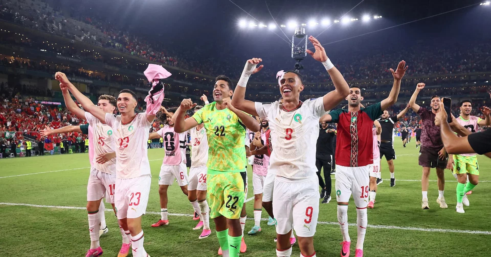 Moroccan players celebrating after a victory