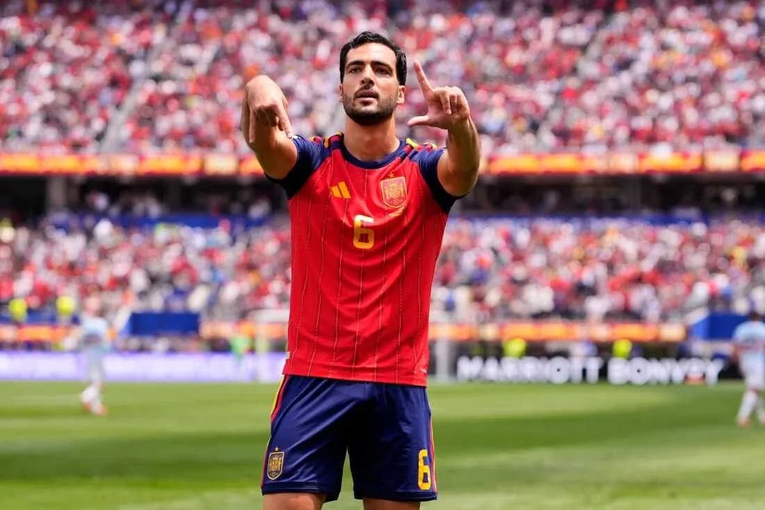 Player celebrating during Spain football match