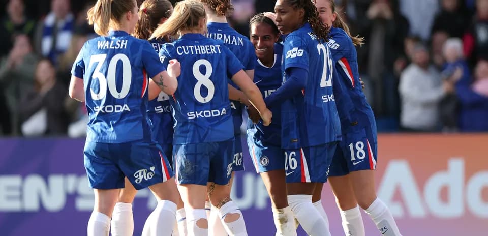 Chelsea Women's team celebrating a goal