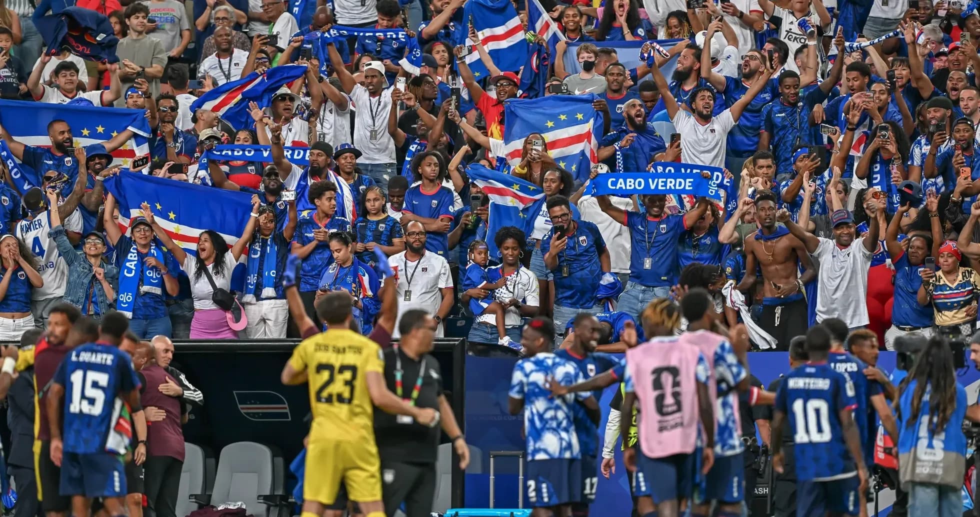 Cape Verde fans celebrating during World Cup match