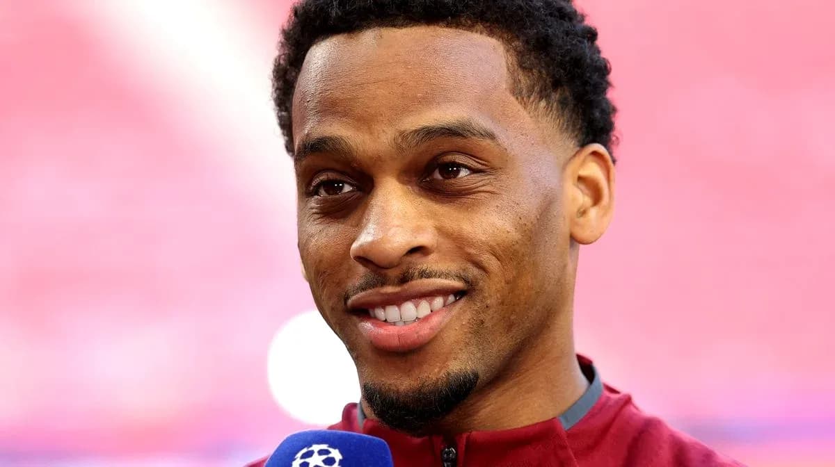 Player smiling during a pre-match interview