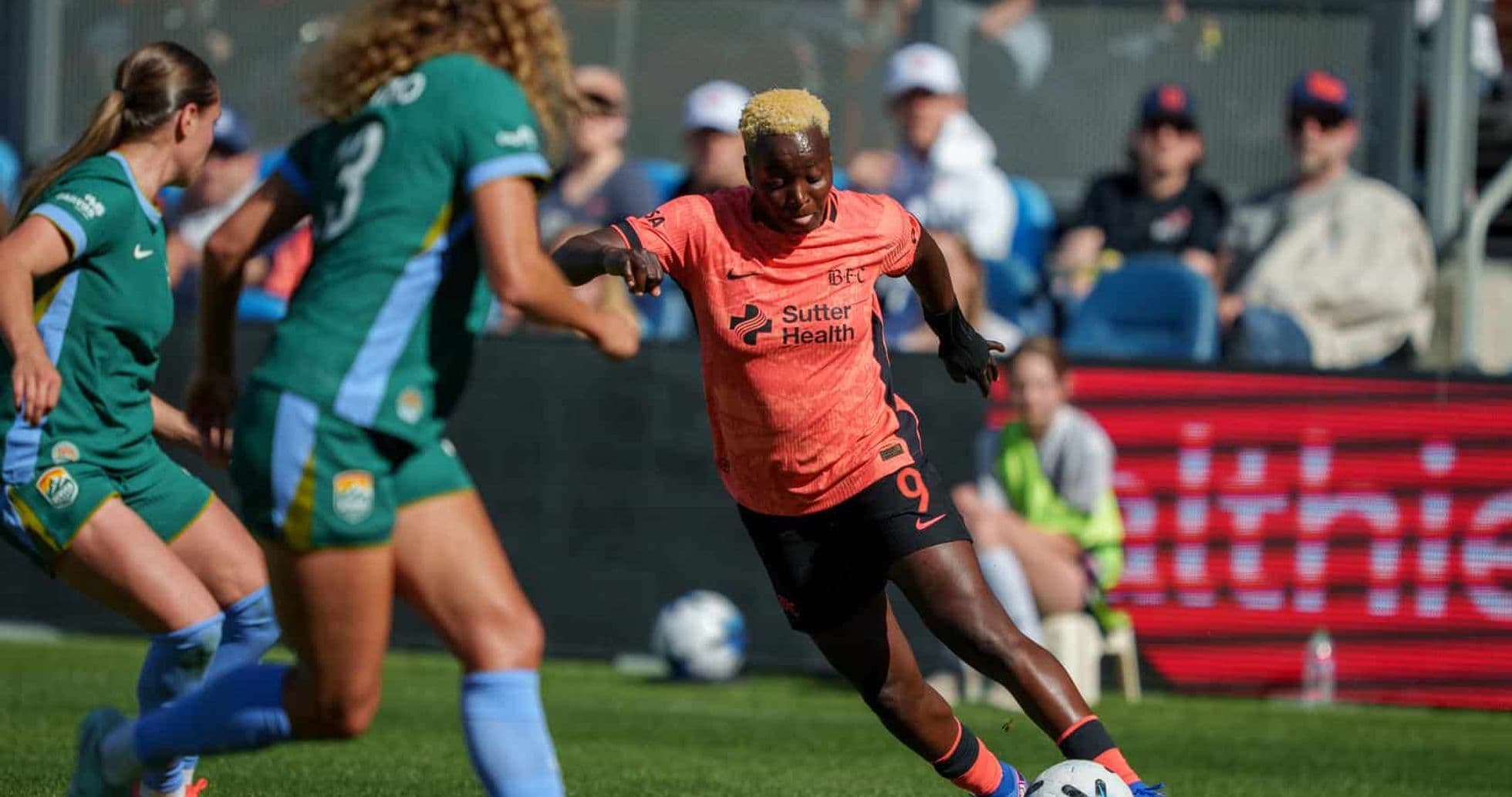 Player dribbling the ball during match