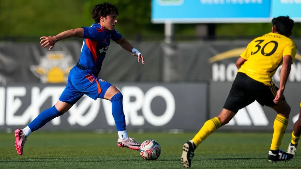 FC Cincinnati II player in action against Columbus Crew II