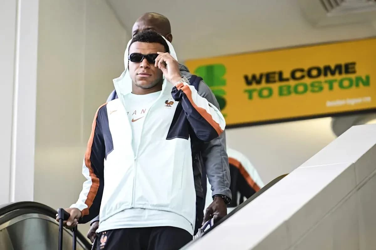 Player arriving at airport with luggage in Boston