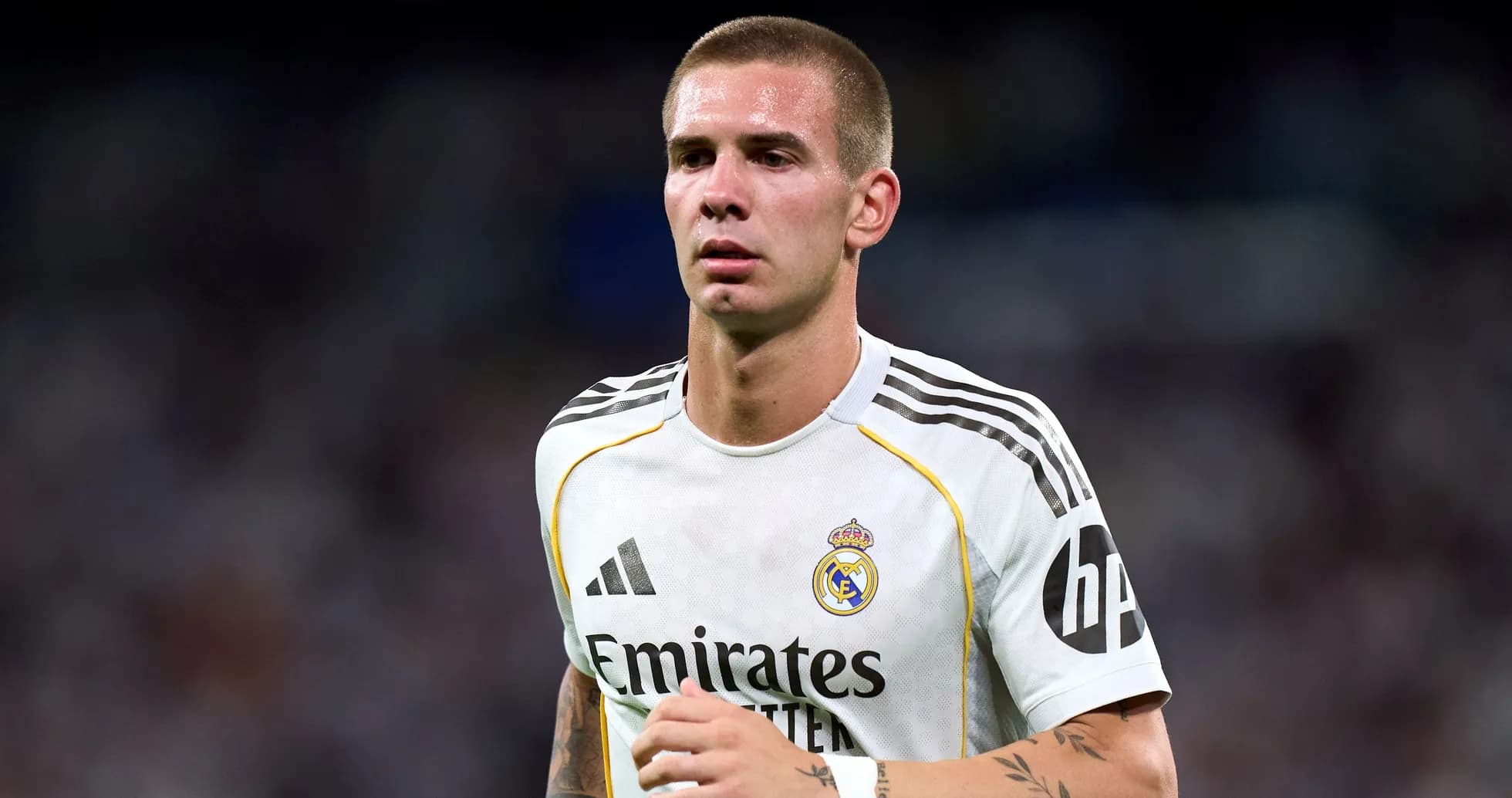 Player wearing Real Madrid jersey during match