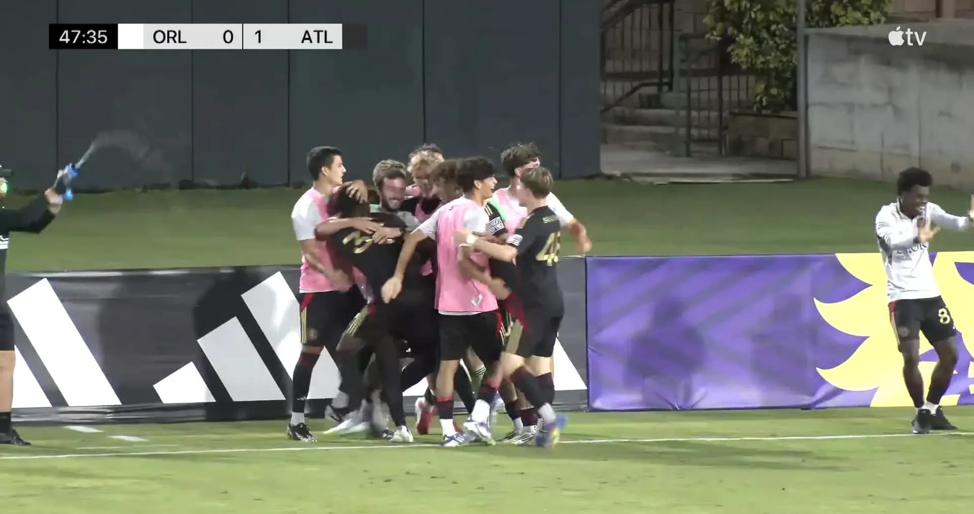 Players celebrating a goal during Atlanta United II match
