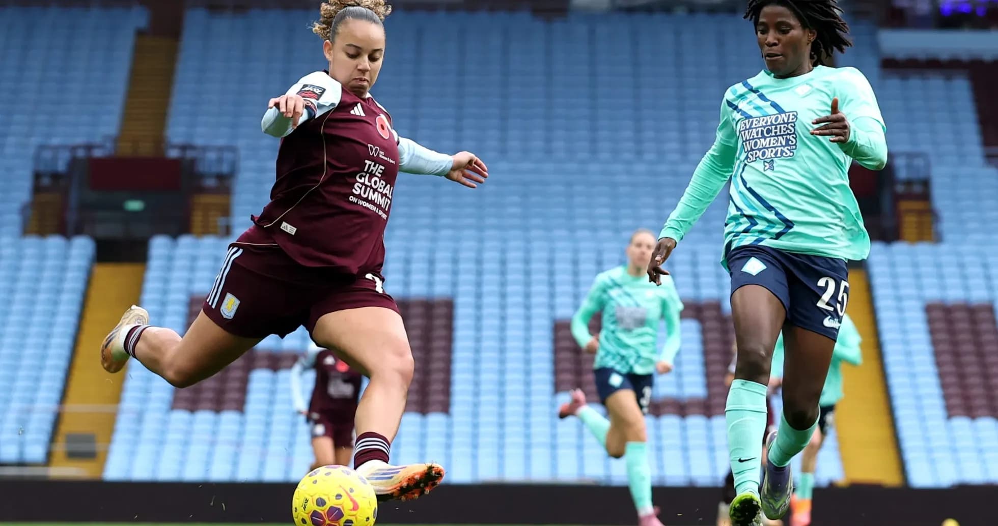 Player kicking ball during London City Lionesses match
