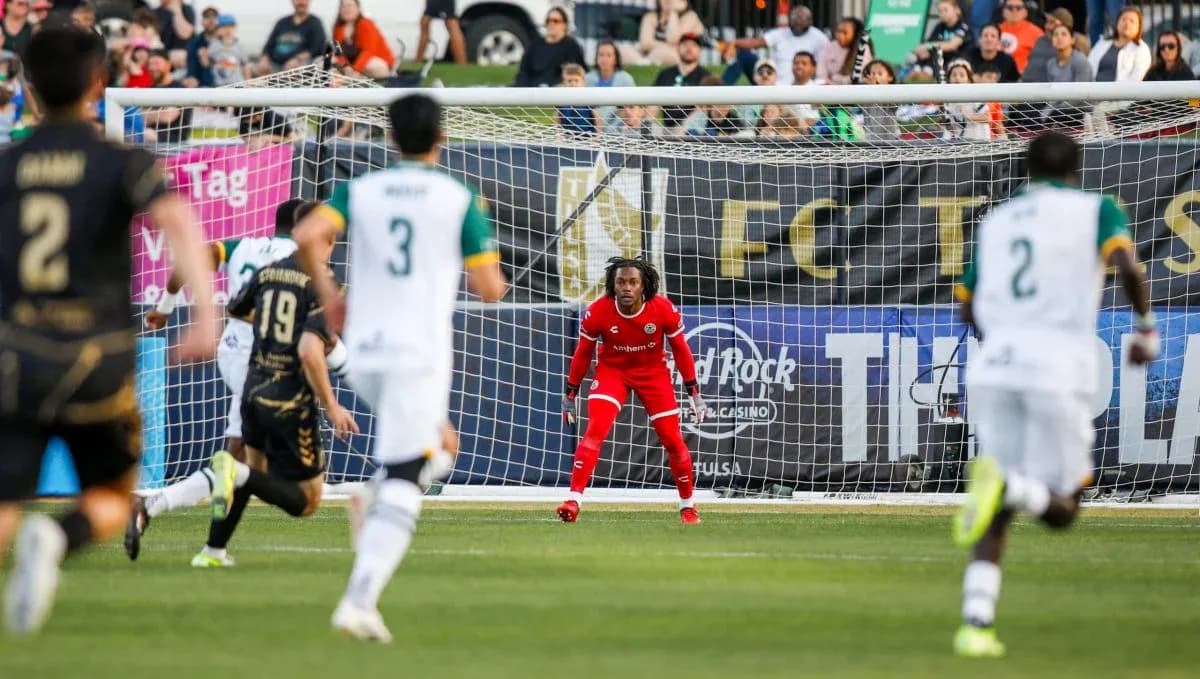 Goalkeeper ready for penalty kick in match