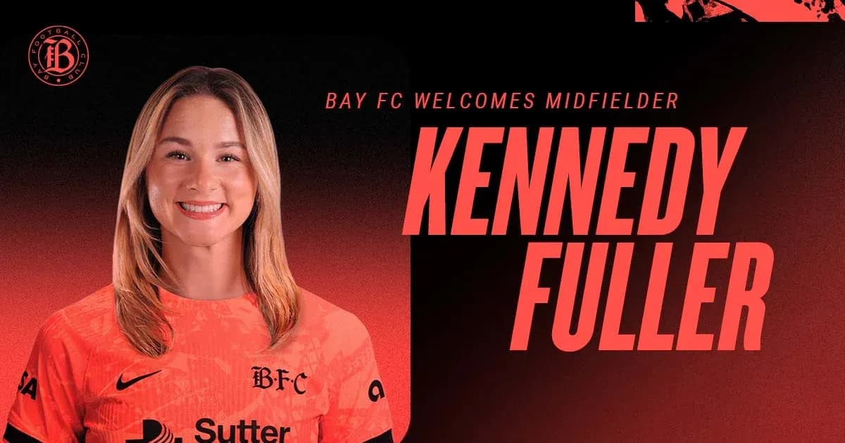 Kennedy Fuller in Bay FC jersey on red background