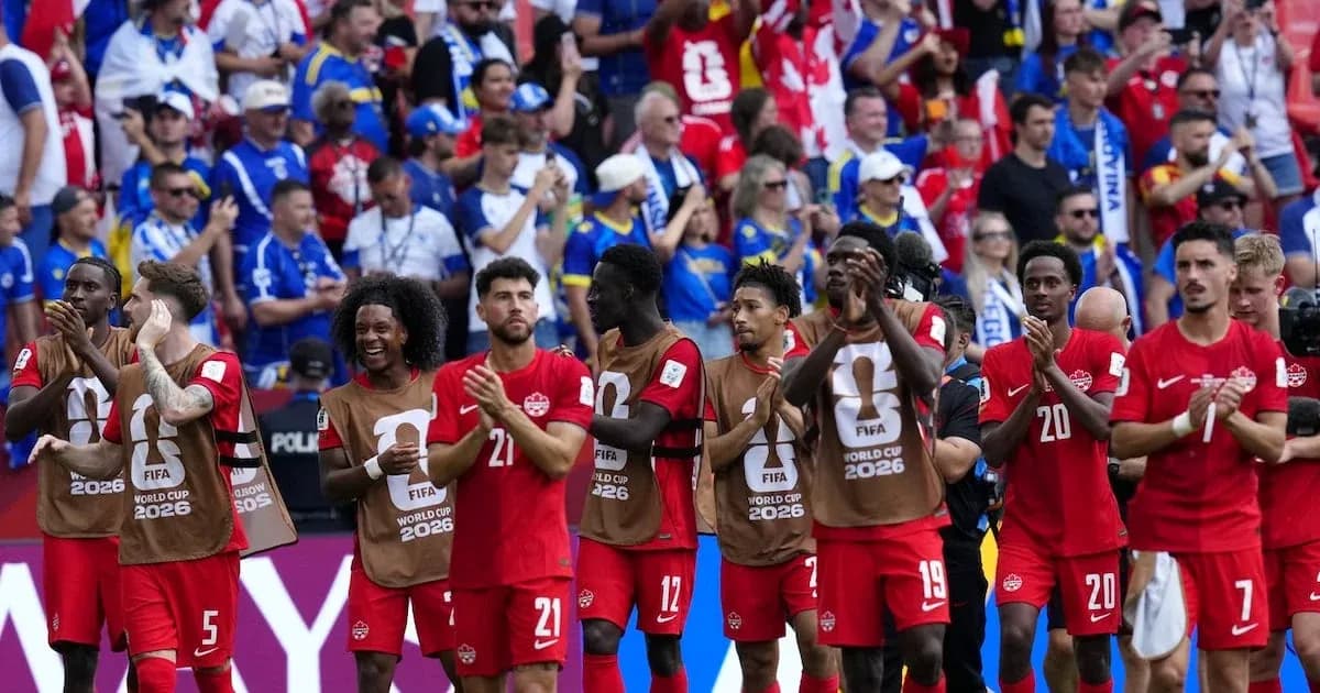 Canada players applauding fans after a match