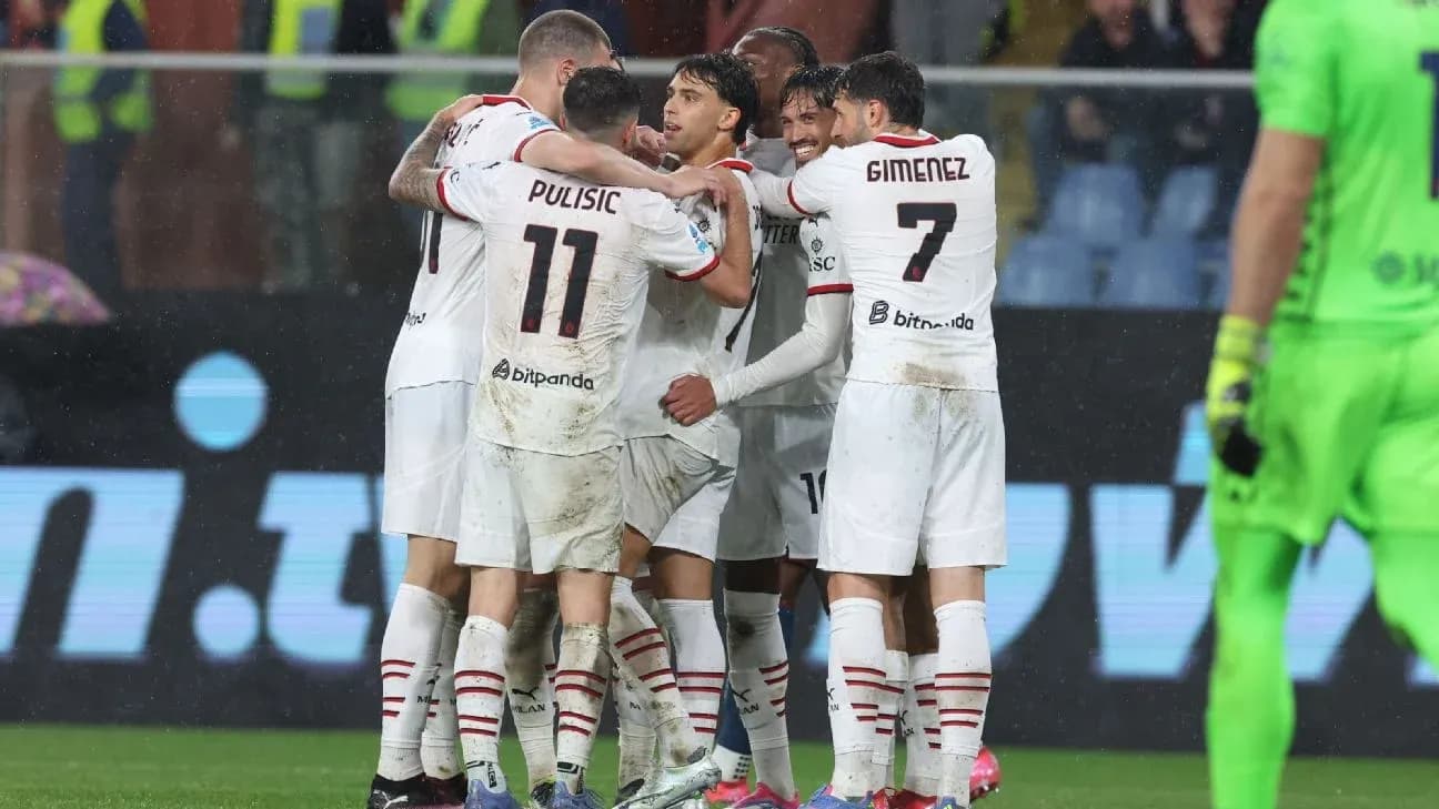 AC Milan players celebrating a goal during match