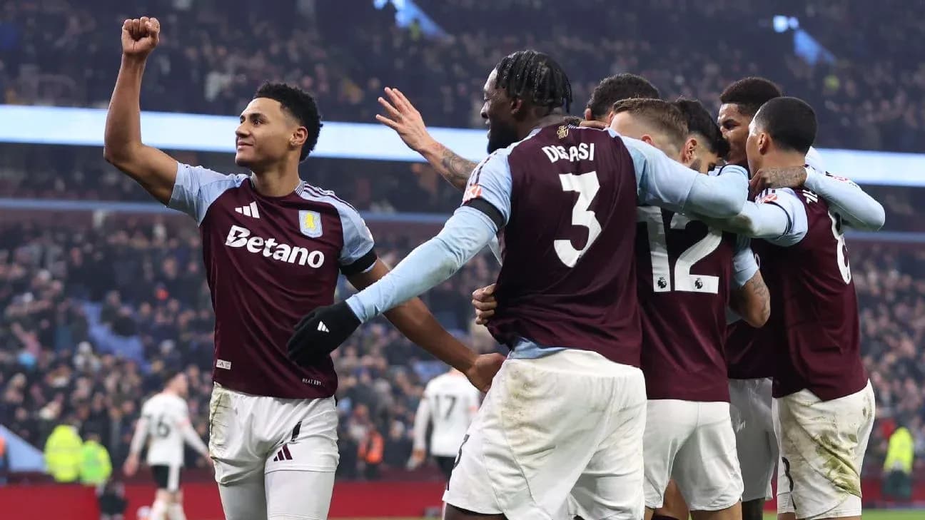 Aston Villa players celebrating a goal