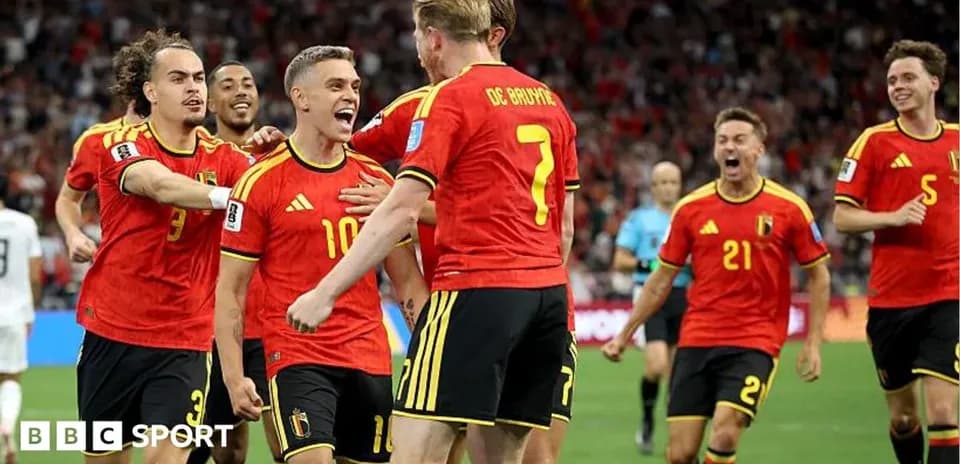 Belgium players celebrating a goal during match