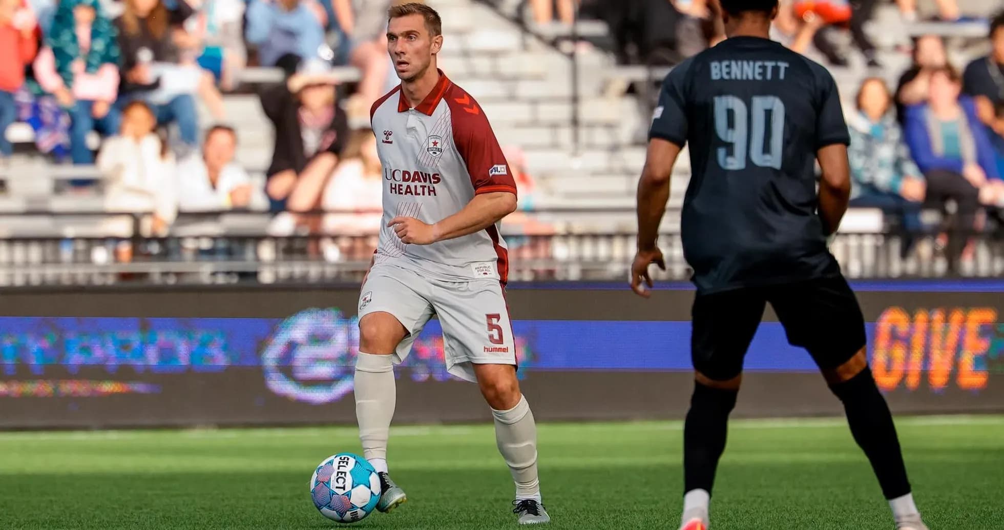Player from Colorado Springs dribbling the ball