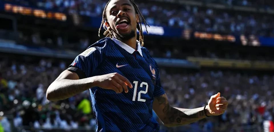 Player celebrating after scoring for France