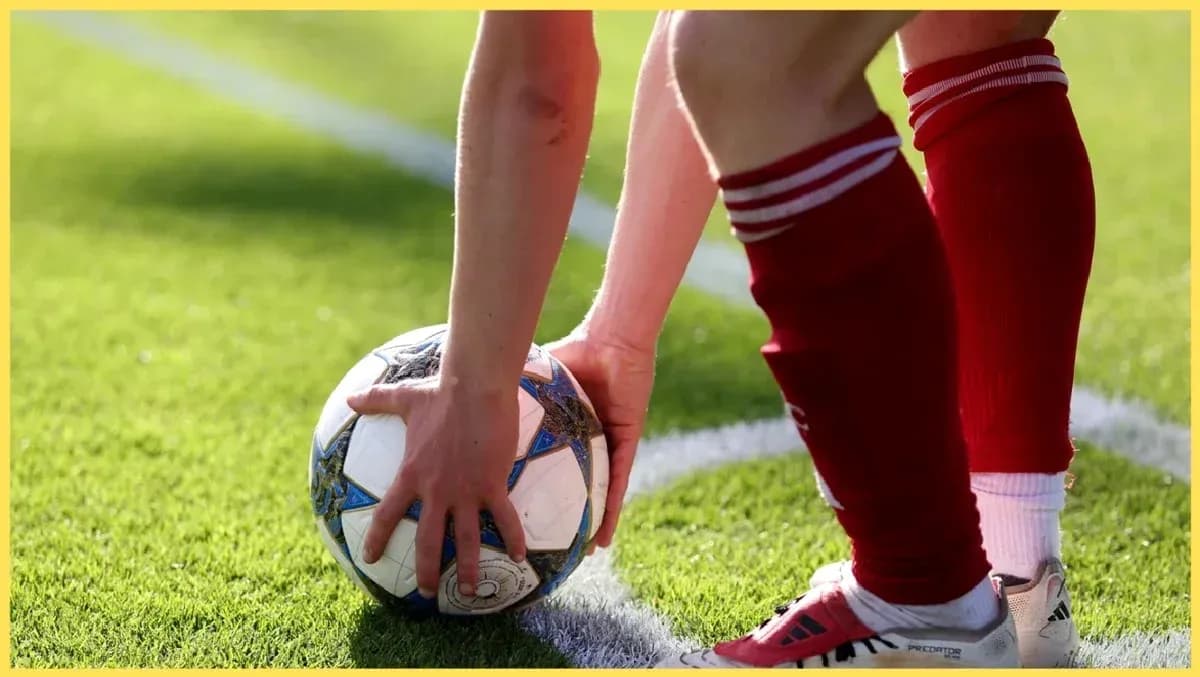 Player preparing to take a throw-in with ball