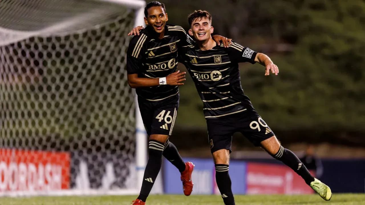 Los Angeles FC II players celebrating a goal