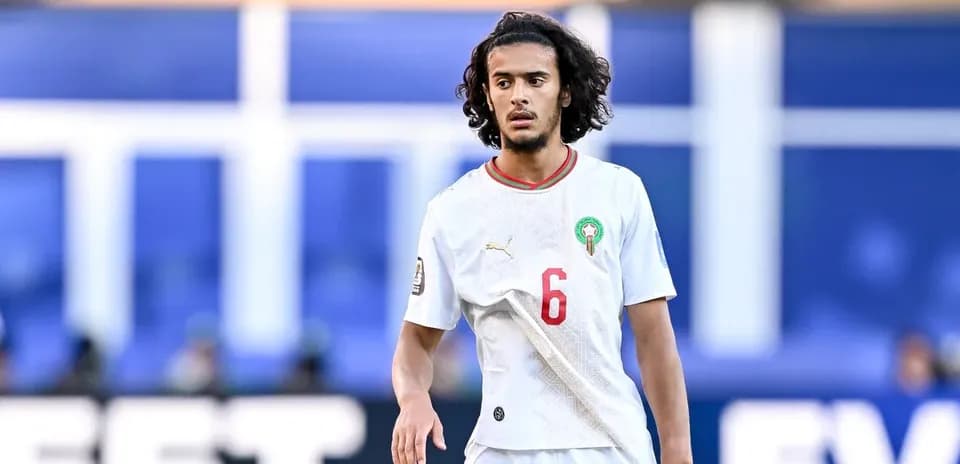 Player wearing Morocco jersey during match action