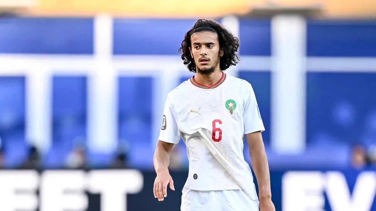 Player wearing Morocco jersey during match action