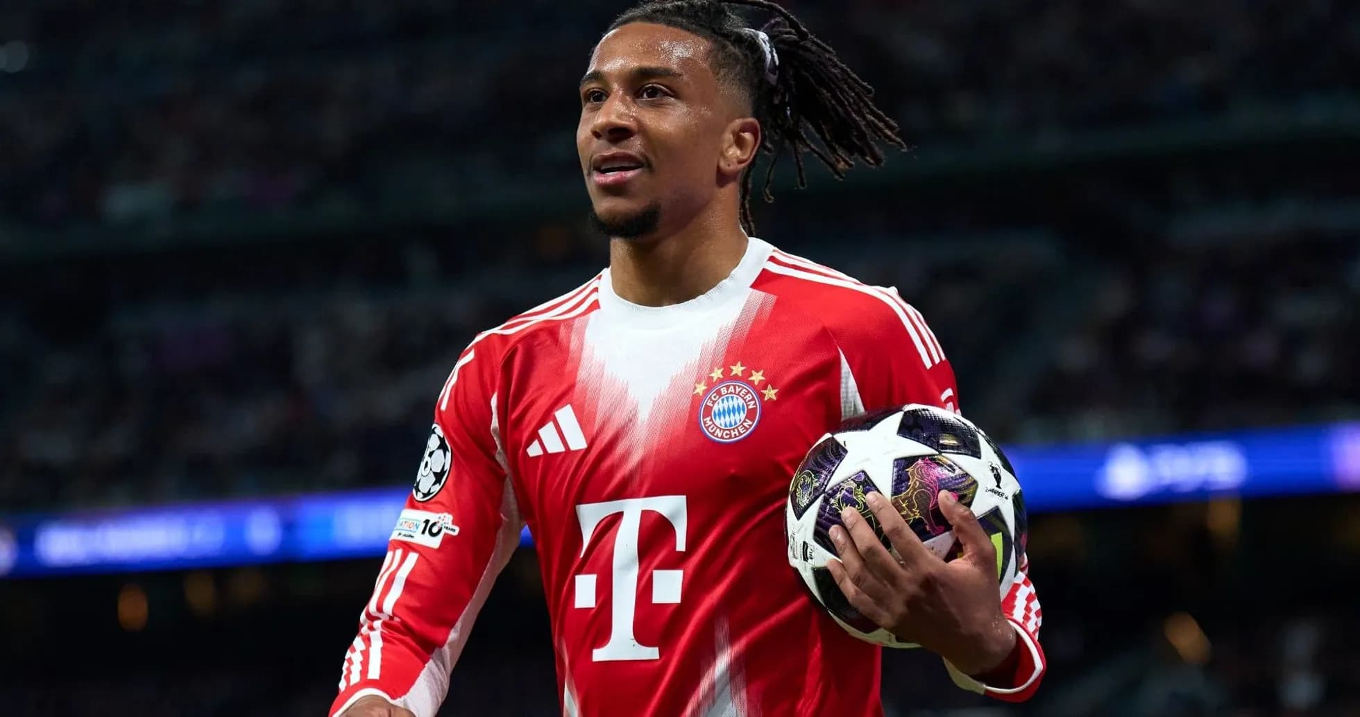 Player holding match ball during UEFA Champions League