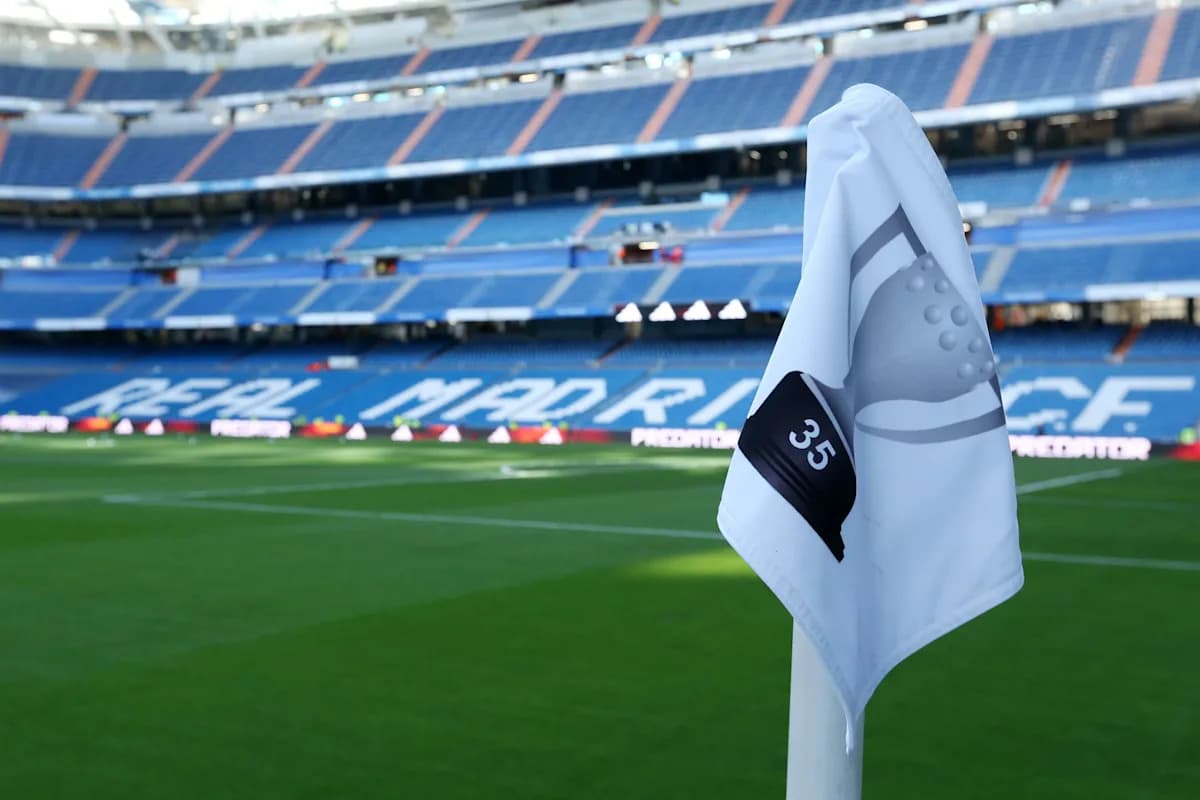 Corner flag at Real Madrid stadium before match