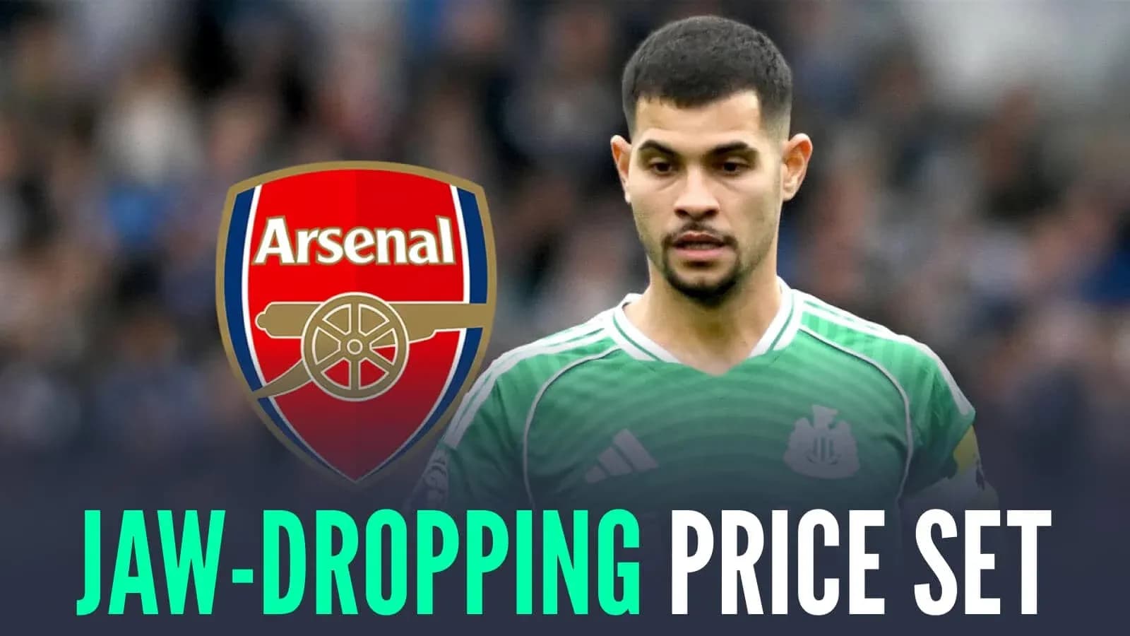 Newcastle goalkeeper with Arsenal logo background