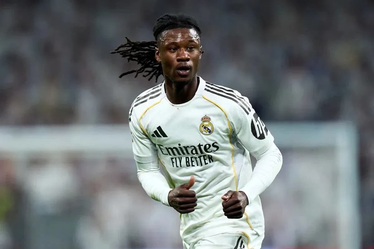Player running during match in Real Madrid kit
