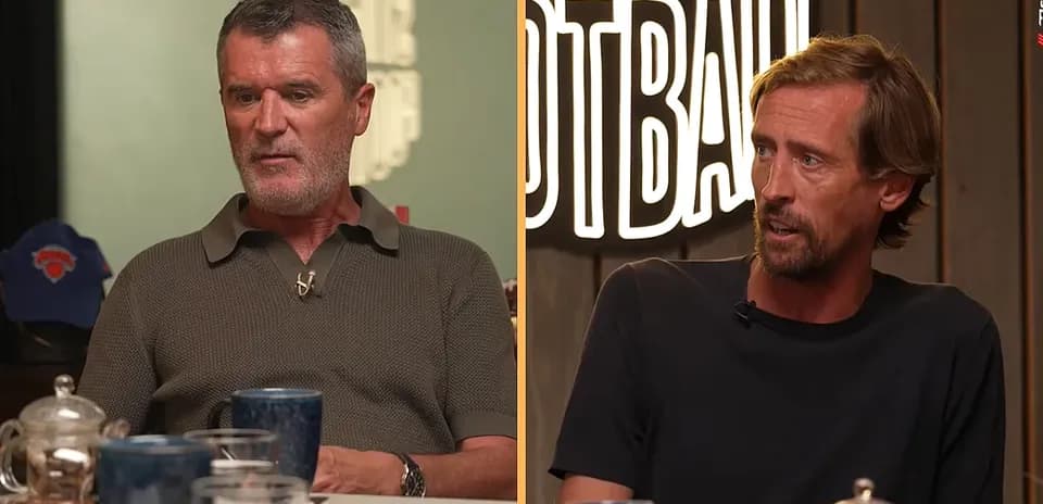 Two football pundits discussing in a studio setting