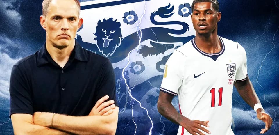 Coach and player with England flag background