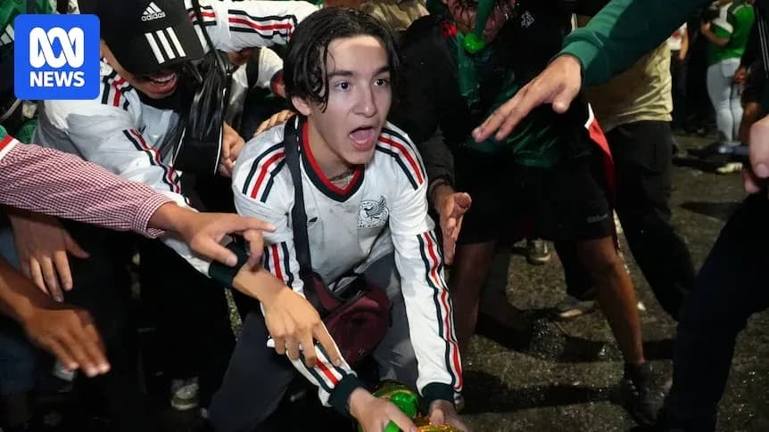 Fans celebrating during a sports event in crowd