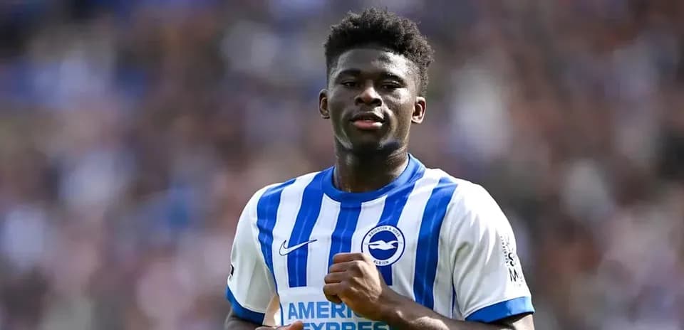 Player in Brighton and Hove Albion jersey on field