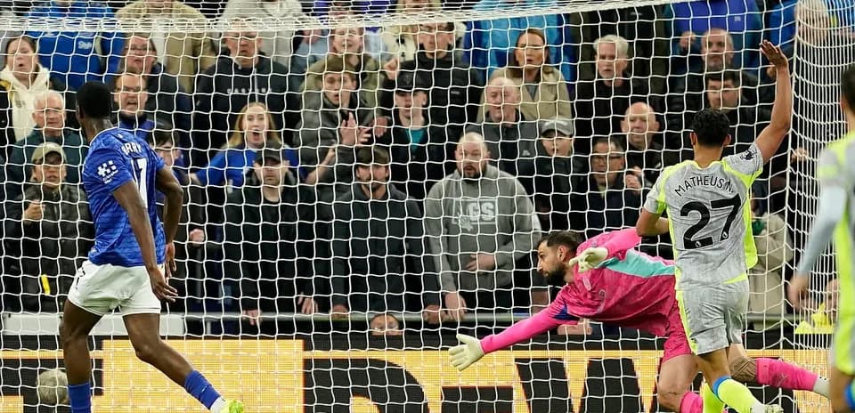 Goal celebration during Everton vs Manchester City match